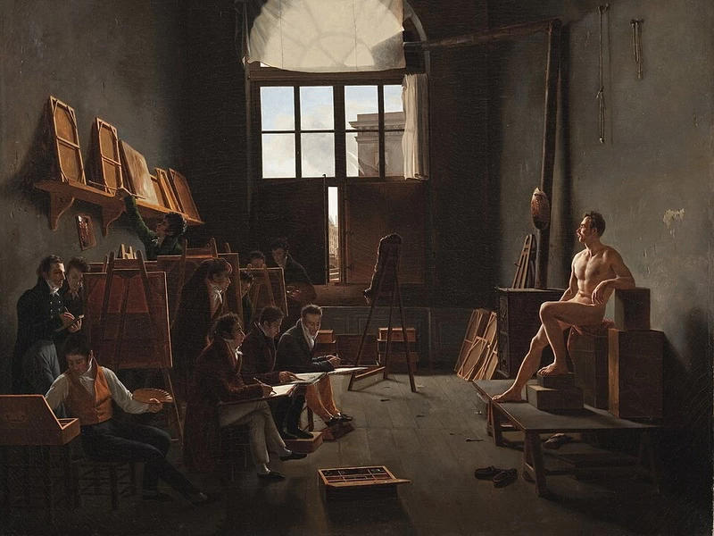 1793-Léon Matthieu Cochereau - Lo studio di Jacques-Louis David 1814 - Los Angeles County Museum of Art